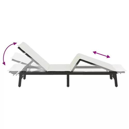  fekete polyrattan napozóágy párnával