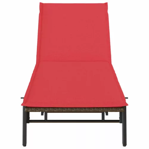  barna polyrattan napozóágy párnával