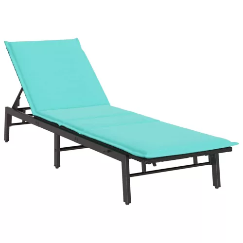 fekete polyrattan napozóágy párnával