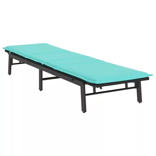  fekete polyrattan napozóágy párnával