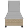  bézs polyrattan napozóágy párnákkal 55x200x25,5 cm