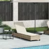  bézs polyrattan napozóágy párnákkal 55x200x25,5 cm
