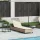  bézs polyrattan napozóágy párnákkal 55x200x25,5 cm