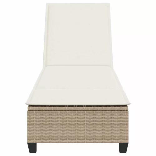  bézs polyrattan napozóágy párnákkal 55x200x25,5 cm