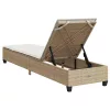  bézs polyrattan napozóágy párnákkal 55x200x25,5 cm