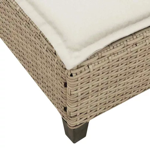  bézs polyrattan napozóágy párnákkal 55x200x25,5 cm