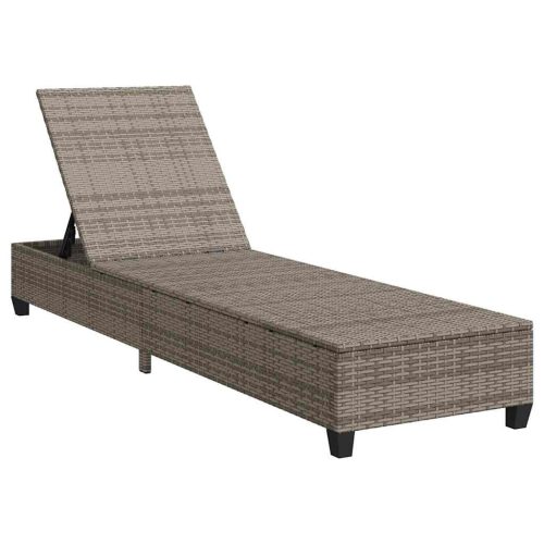  szürke polyrattan napozóágy párnákkal 55x200x25,5 cm