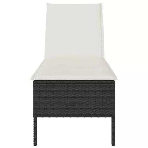  fekete polyrattan napozóágy párnával 55x200x44 cm