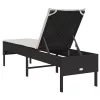  fekete polyrattan napozóágy párnával 55x200x44 cm