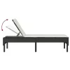  fekete polyrattan napozóágy párnával 55x200x44 cm