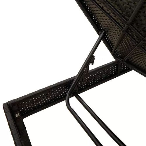  fekete polyrattan napozóágy párnával 55x200x44 cm