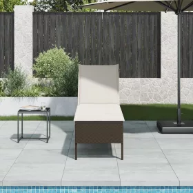  barna polyrattan napozóágy párnával 55x200x44 cm