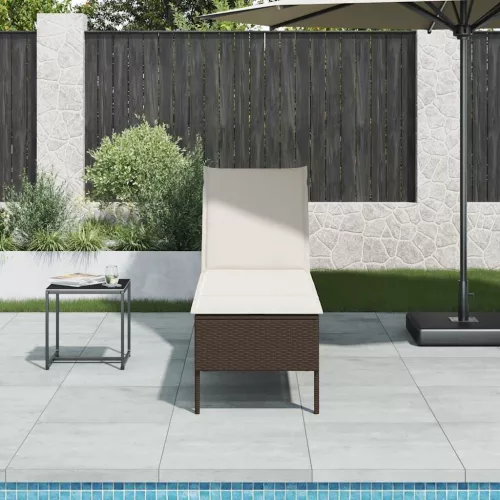  barna polyrattan napozóágy párnával 55x200x44 cm