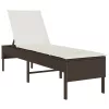  barna polyrattan napozóágy párnával 55x200x44 cm