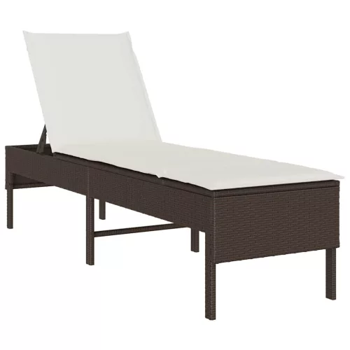  barna polyrattan napozóágy párnával 55x200x44 cm