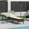  barna polyrattan napozóágy párnával 55x200x44 cm