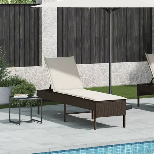 barna polyrattan napozóágy párnával 55x200x44 cm