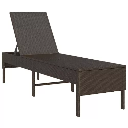  barna polyrattan napozóágy párnával 55x200x44 cm