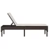  barna polyrattan napozóágy párnával 55x200x44 cm