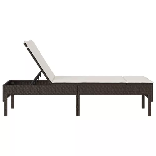  barna polyrattan napozóágy párnával 55x200x44 cm