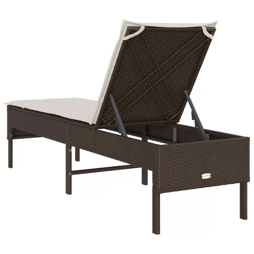  barna polyrattan napozóágy párnával 55x200x44 cm