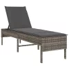  szürke polyrattan napozóágy párnával 55x200x44 cm