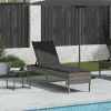  szürke polyrattan napozóágy párnával 55x200x44 cm
