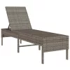  szürke polyrattan napozóágy párnával 55x200x44 cm