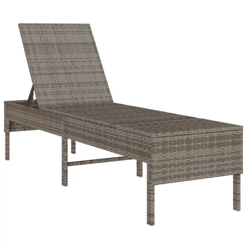  szürke polyrattan napozóágy párnával 55x200x44 cm