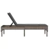  szürke polyrattan napozóágy párnával 55x200x44 cm