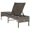  szürke polyrattan napozóágy párnával 55x200x44 cm