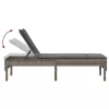  szürke polyrattan napozóágy párnával 55x200x44 cm
