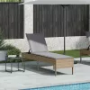  bézs polyrattan napozóágy párnával 55x200x44 cm
