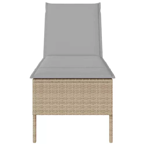  bézs polyrattan napozóágy párnával 55x200x44 cm