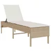  bézs polyrattan napozóágy párnával 55x200x44 cm