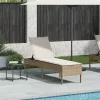  bézs polyrattan napozóágy párnával 55x200x44 cm
