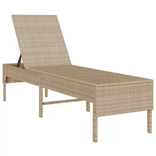  bézs polyrattan napozóágy párnával 55x200x44 cm