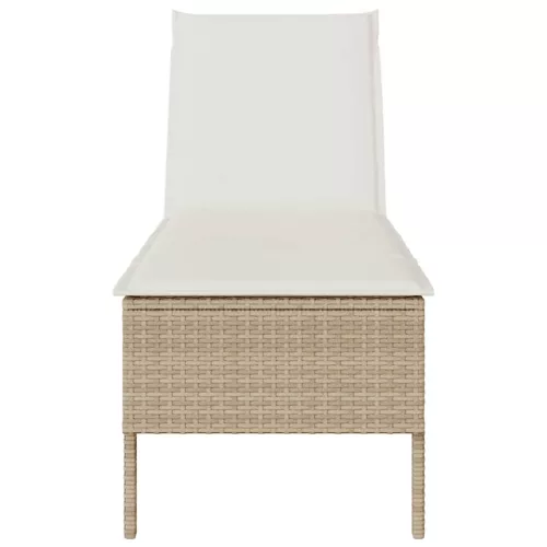  bézs polyrattan napozóágy párnával 55x200x44 cm