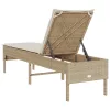  bézs polyrattan napozóágy párnával 55x200x44 cm