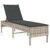  világosszürke polyrattan napozóágy párnával 55x200x44 cm