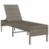  szürke polyrattan napozóágy párnával 55x200x44 cm