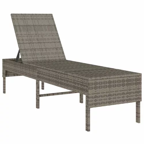  szürke polyrattan napozóágy párnával 55x200x44 cm