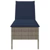  szürke polyrattan napozóágy párnával 55x200x44 cm