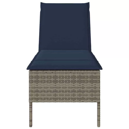  szürke polyrattan napozóágy párnával 55x200x44 cm