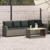  5 személyes szürke polyrattan kerti kanapé párnával