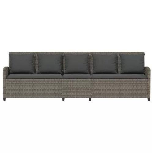  5 személyes szürke polyrattan kerti kanapé párnával