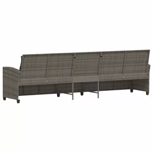 5 személyes szürke polyrattan kerti kanapé párnával