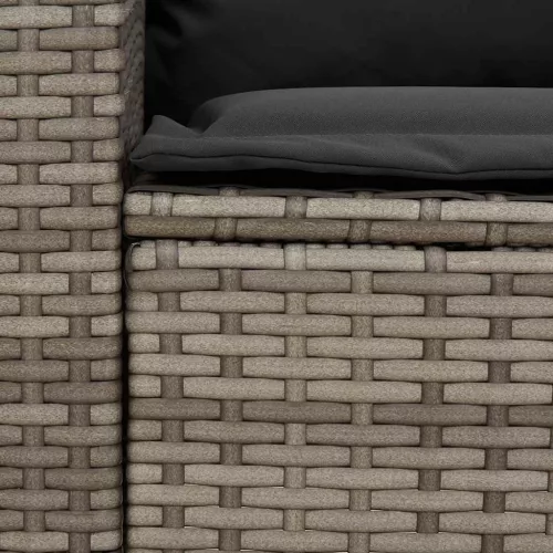  5 személyes szürke polyrattan kerti kanapé párnával