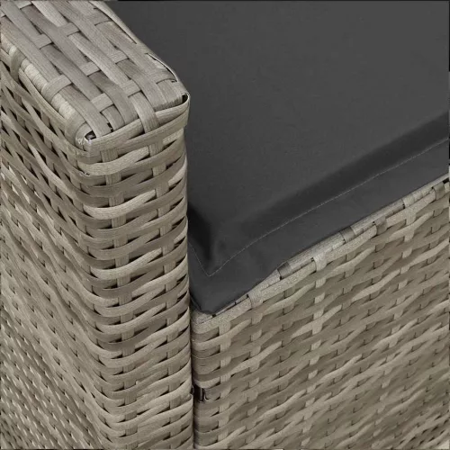  5 személyes szürke polyrattan kerti kanapé párnával