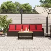  5 személyes barna polyrattan kerti kanapé párnával